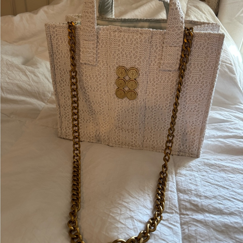 cult gaia white Tote with Gold Chain
